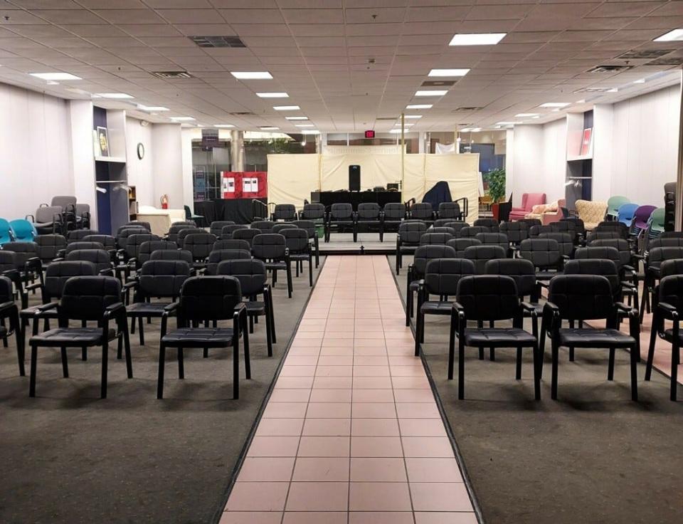 The new chairs are shown at the Monroe Community Players' space at the Mall of Monroe.