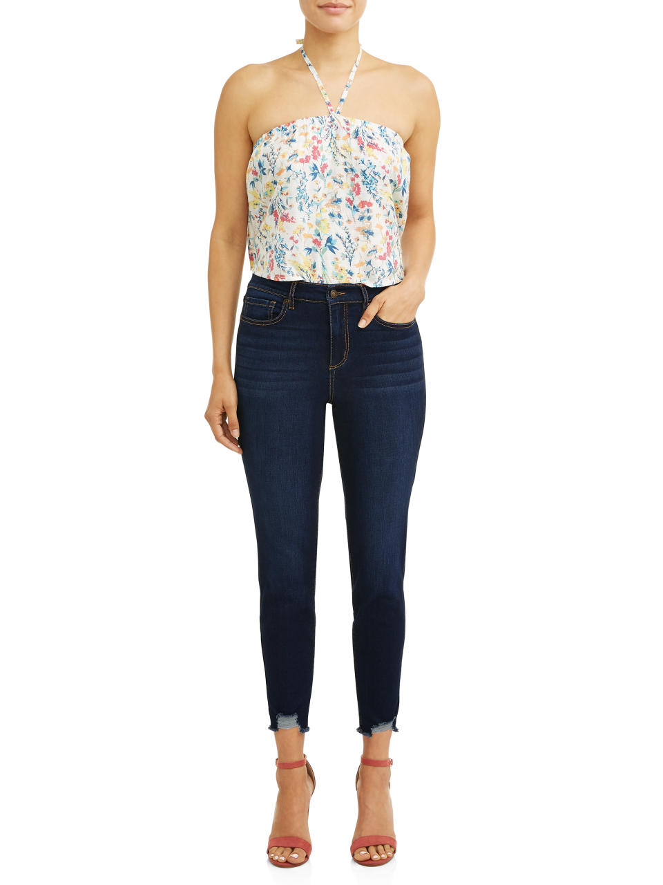 Sofia Jeans Rosa Curvy Ripped Hem High Waist Ankle in Dark. (Photo: Walmart)