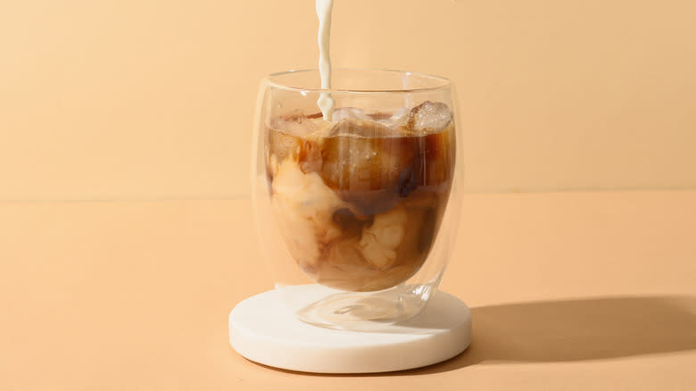 A glass of iced coffee