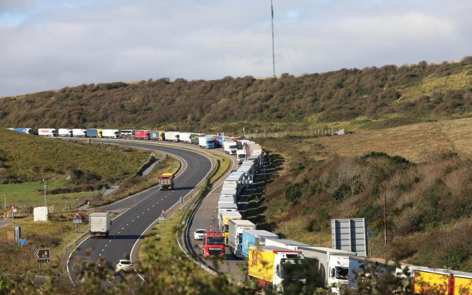 Lorry drivers are reporting six hour delays to enter Dover Port after Kent was battered by rain - UkNewsinPictures /UkNewsinPictures 