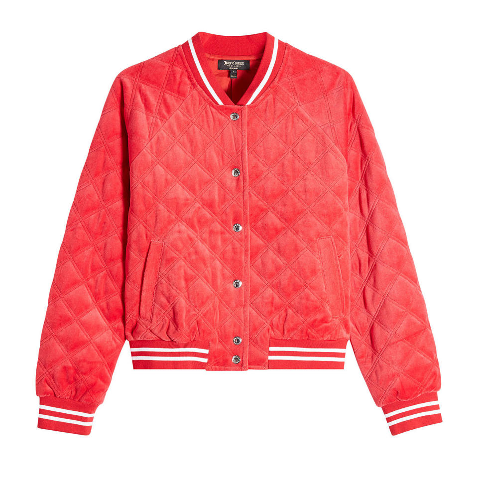 QUILTED VELVET BOMBER JACKET