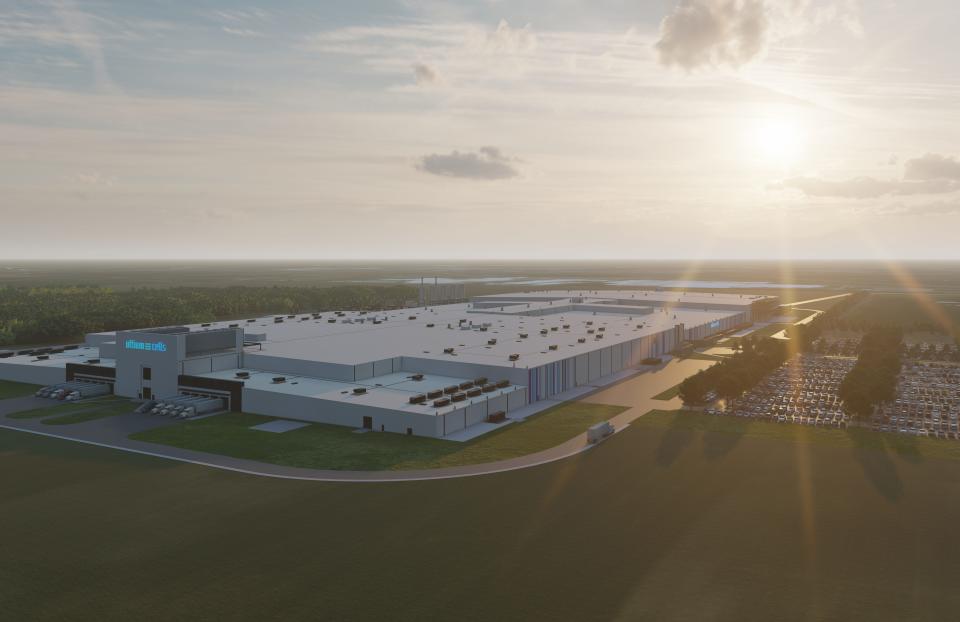 Ultium Cells, a joint venture of LG Energy Solution and GM, will spend $2.6 billion to build its third battery cell plant in the United States in Lansing. It will create 1,700 new jobs and is scheduled to open in late 2024. This is a rendering of what it will look like.