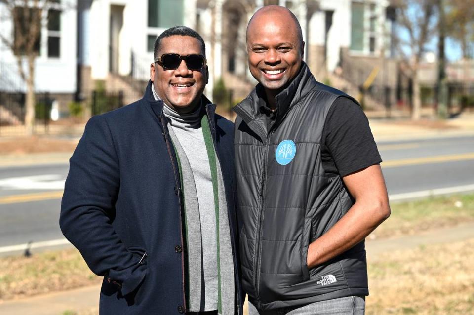 Founders of Boundary Street Advisors, a commercial real estate firm, William Haygood, left, and Rodney Faulkner. They are working to sign a grocer for their Statesville Avenue project.