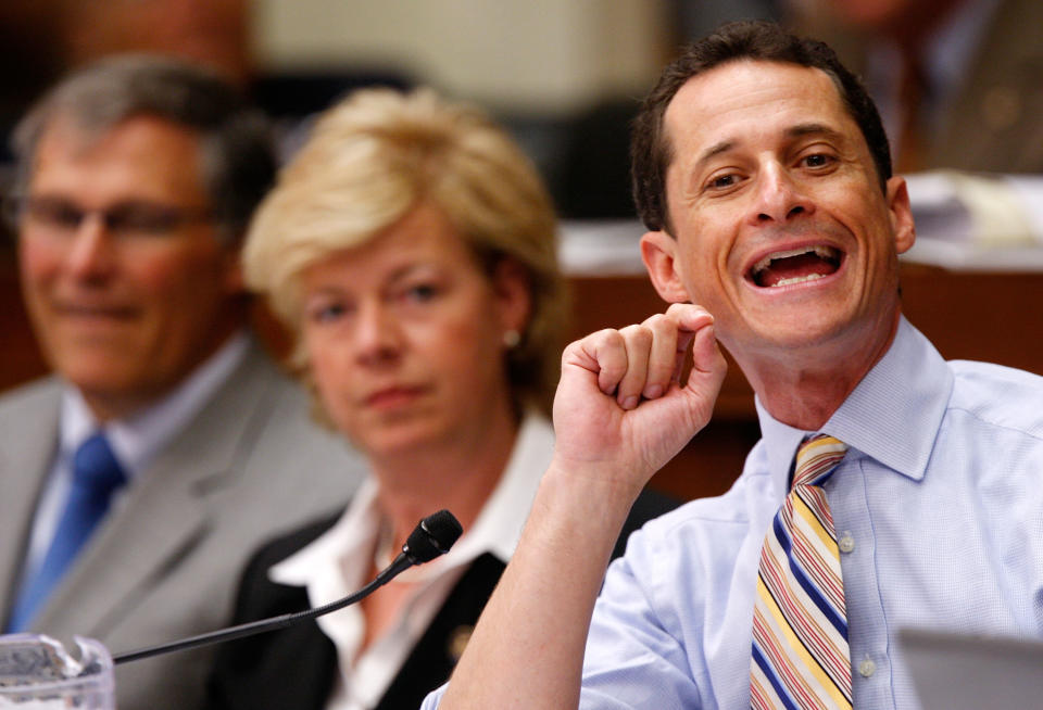 U.S. Rep. Anthony Weiner (D-NY) speaks as Rep. Tammy Baldwin (D-WI) and Rep. Jay Inslee (D-WA) listen during a mark up hearing on the health care bill before the House Energy and Commerce Committee on Capitol Hill July 30, 2009 in Washington, DC.&nbsp;