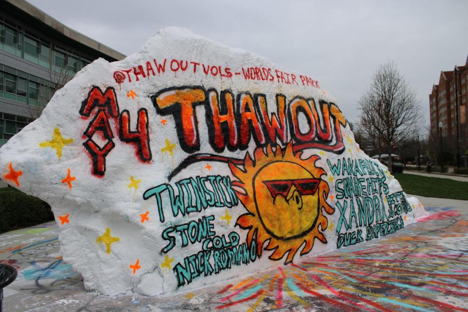 On March 8, 2024, a message painted on the Rock on the University of Tennessee at Knoxville campus promoted an upcoming music festival