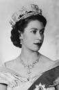<p> Per <em>HELLO!</em>, "The Nizam of Hyderabad, then one of the richest men in the world, gave the Queen the ultimate wedding gift: anything she wanted at Cartier." That included a floral tiara (not shown) and necklace to match. The pendant is detachable. </p>
