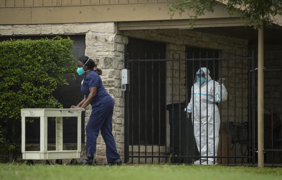 Relatives yearn to get inside Pflugerville Health Care Center to visit their older loved ones, but coronavirus restrictions clamped down on family interactions.
