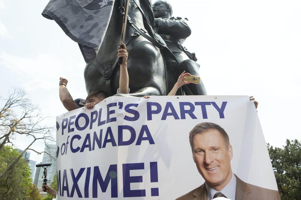 Poster that reads 'People's party of Canada MAXIME!' plus a photo of Maxime Bernier