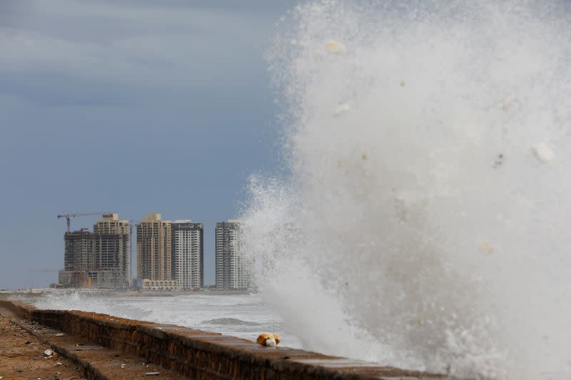 Before the arrival of cyclonic storm, Biparjoy, over the Arabian Sea, at Clifton Beach in Karachi