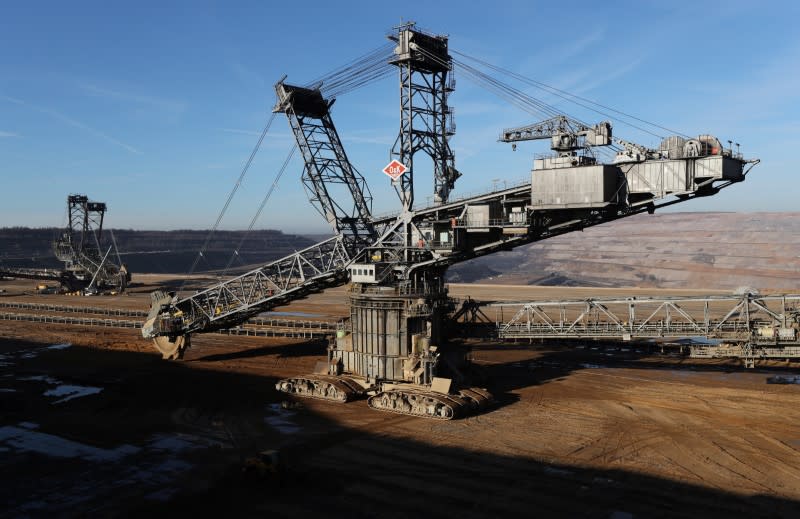 Excavators of German utility RWE stand in the open-cast brown coal mining area of Hambach