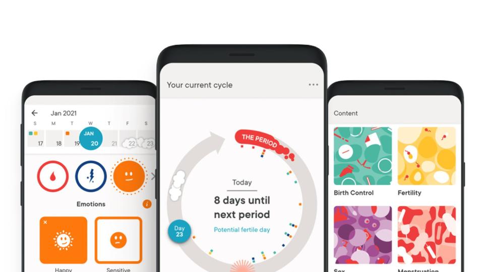 Clue Period and Cycle Tracker app on smartphone