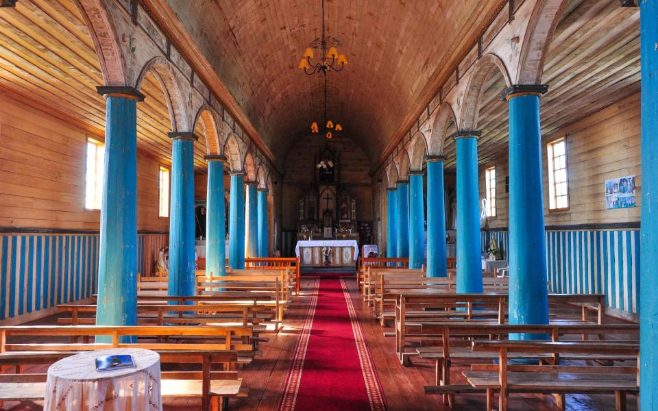 inside church on chiloe island - Getty