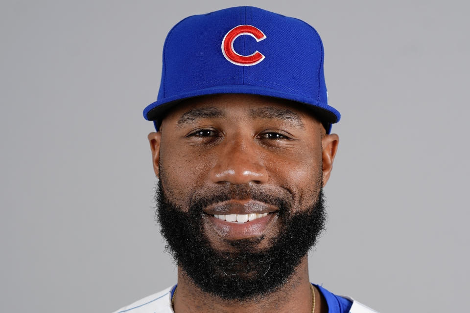 FILE - This is a 2022 photo of Jason Heyward of the Chicago Cubs baseball team. Five-time Gold Glove outfielder Jason Heyward plans to play baseball next season, even if won’t be with the Cubs. Heyward hasn't been in a game since June 24 because of right knee inflammation. Cubs President of Baseball Operations Jed Hoyer said last month that Heyward won't be with Chicago next year. (AP Photo/Ross D. Franklin, File)