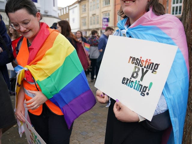 People protest in Oxford (Jonathan Brady/PA)