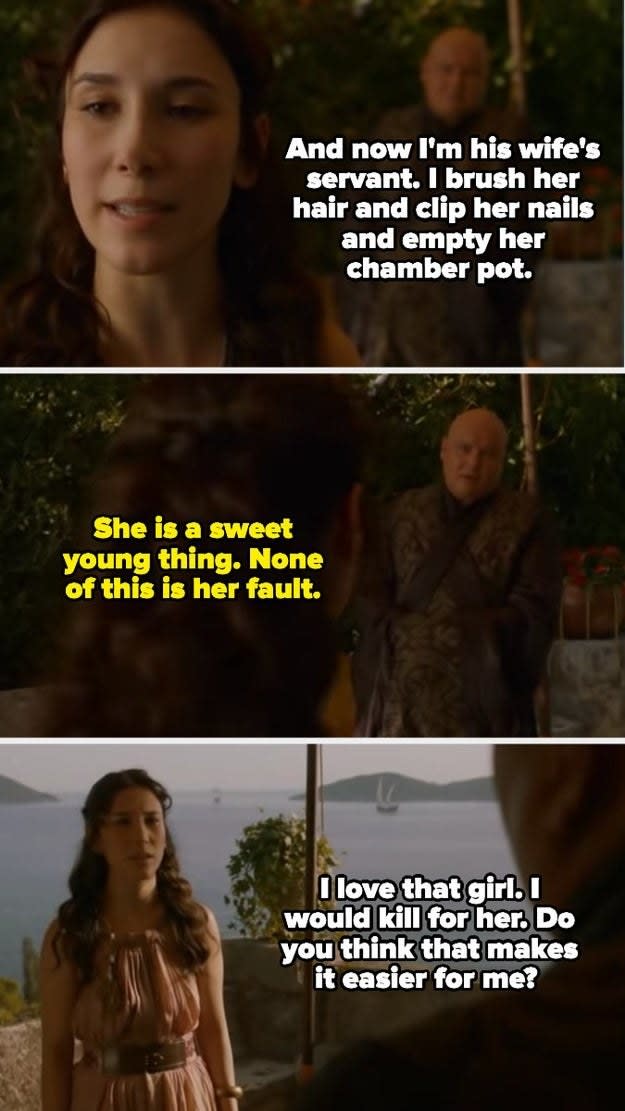 Shae and Varys discuss Sansa