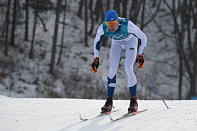 <p>Livo Niskanen competes during the Cross-Country Men’s 50km Mass Start at Alpensia Cross-Country Centre on February 24, 2018 in Pyeongchang-gun, South Korea. (Photo by Michel Cottin/Agence Zoom/Getty Images) </p>