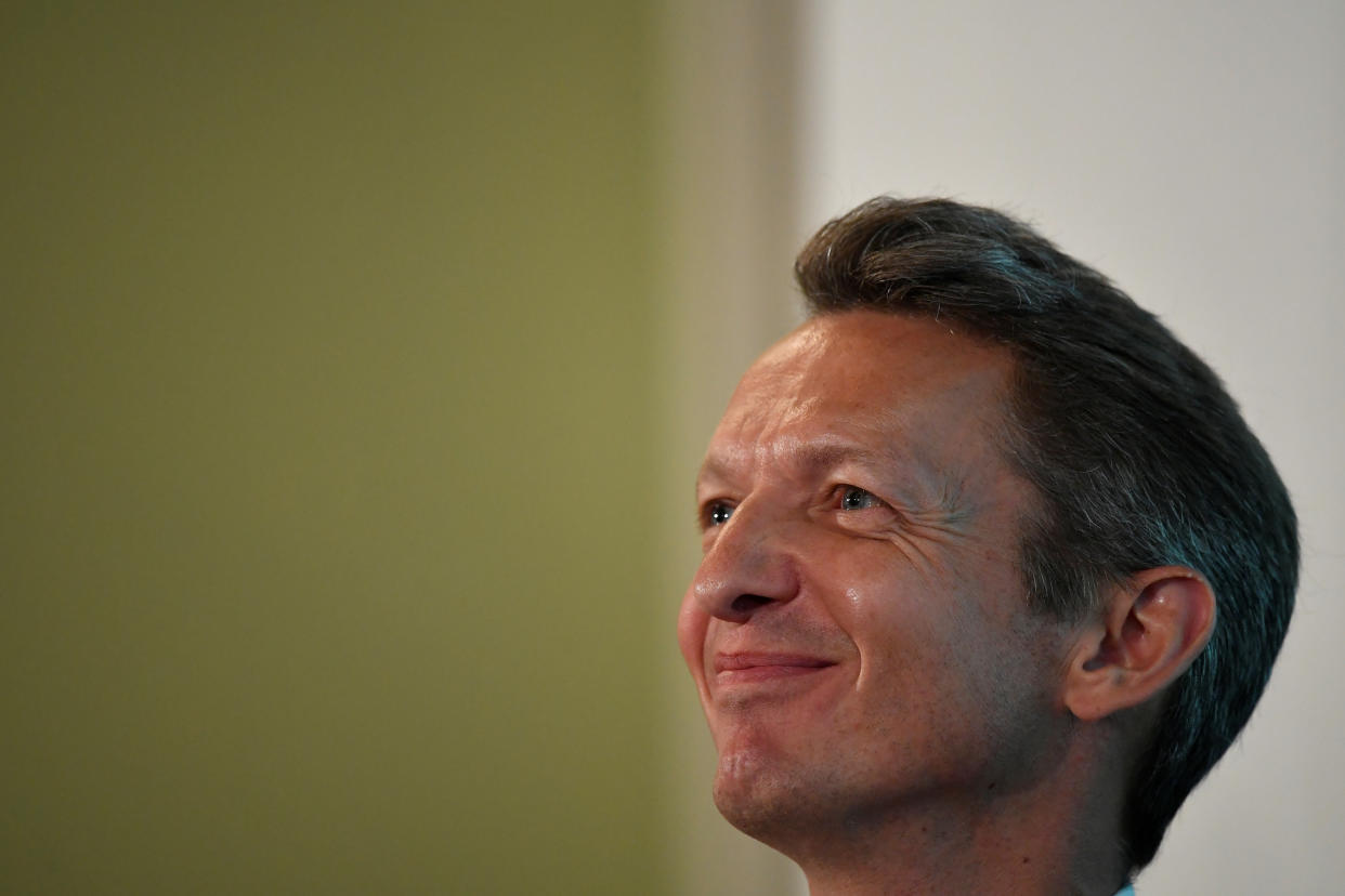 The Chief Economist of the Bank of England, Andy Haldane, listens from the audience at an event at the Bank of England in the City of London, London, Britain April 27, 2018.  REUTERS/Toby Melville