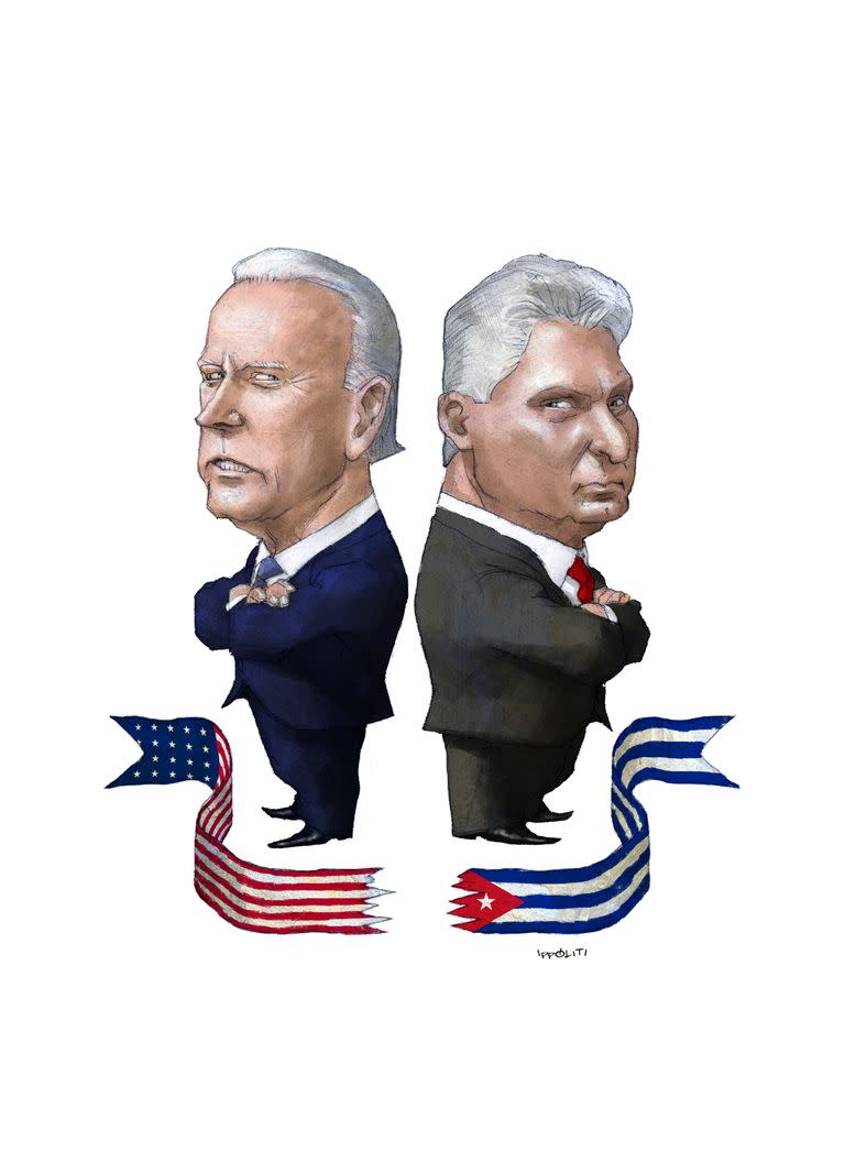 Los presidentes Joe Biden, de EE.UU., y Miguel Díaz Canel, de Cuba