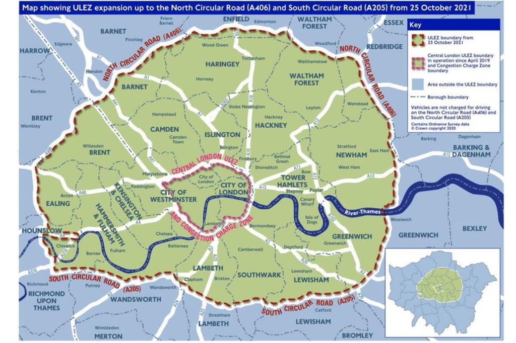 Ulez/Ulex extension map (TfL)