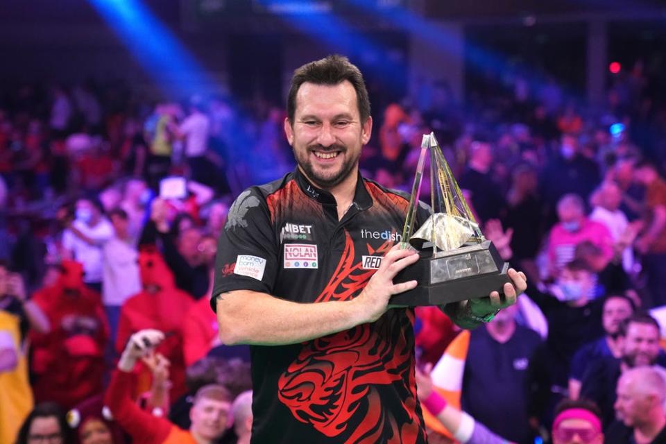 Jonny Clayton finished fourth in the table, but went on to lift the 2021 Premier League trophy (Zac Goodwin/PA) (PA Wire)
