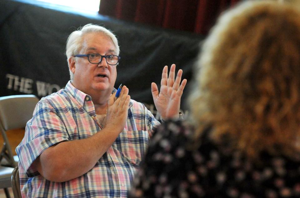 JM Productions of Quincy Executive Director John McDonald directs his cast for the upcoming cabaret show during a rehearsal Thursday, Sept. 15, 2022.
