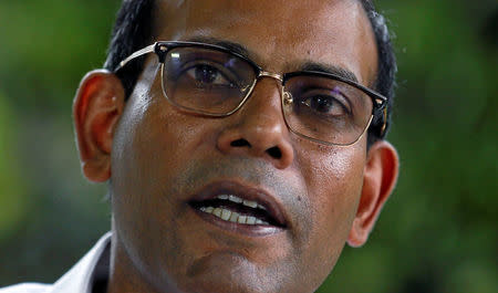 Maldives' former president Mohamed Nasheed speaks during an interview with Reuters in Colombo, Sri Lanka June 4, 2018. REUTERS/Dinuka Liyanawatte