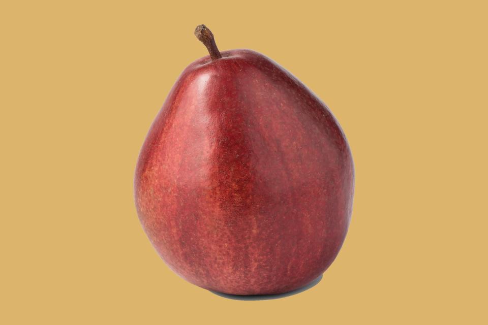 Anjou Pear on yellow background