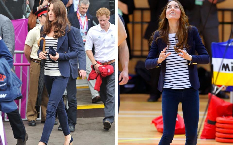 Kate wearing her favourite blazer with striped tops