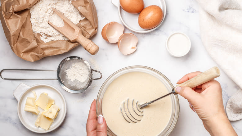 cake mix batter eggs