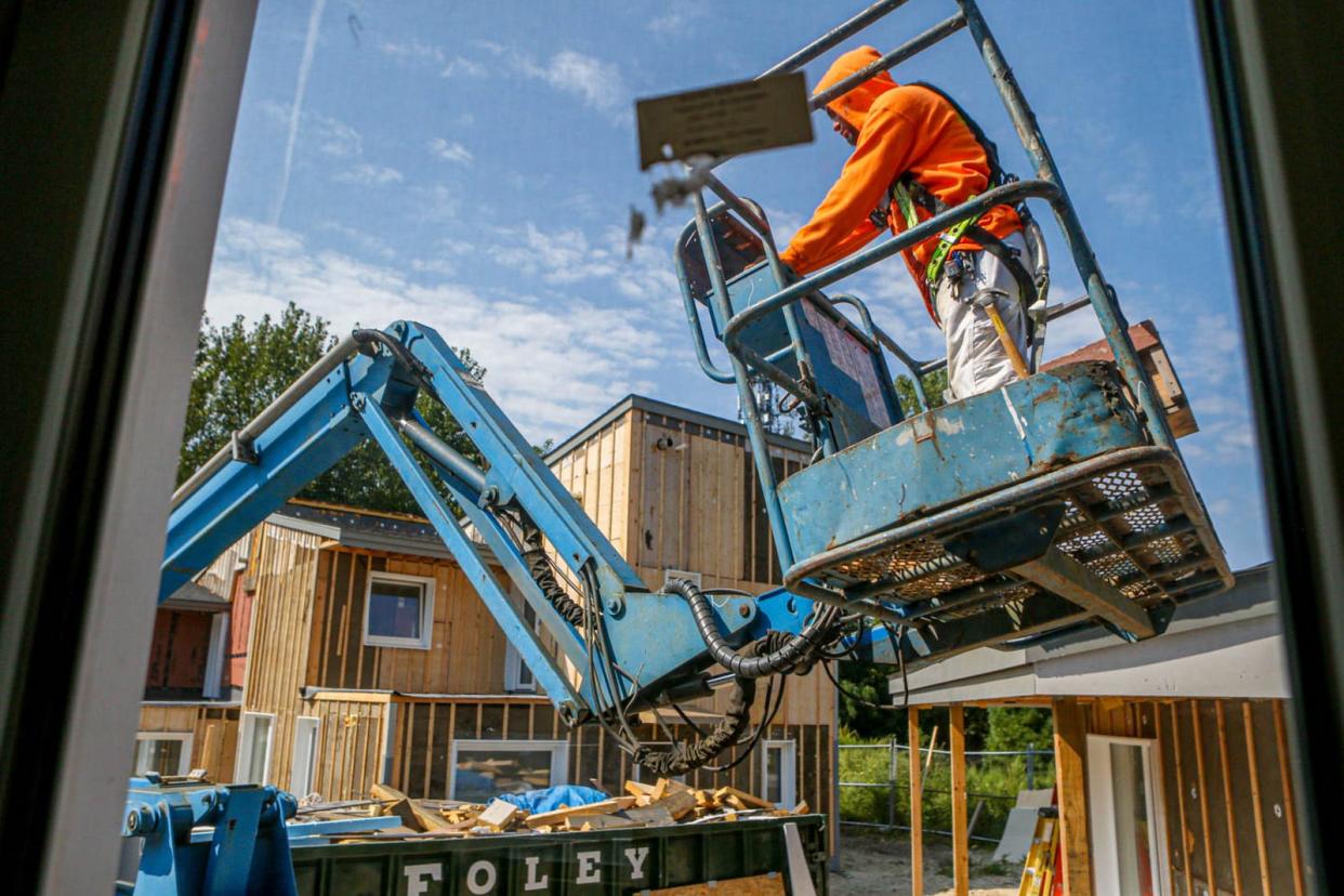 Housing under construction in September 2021 in the Olneyville section of Providence.