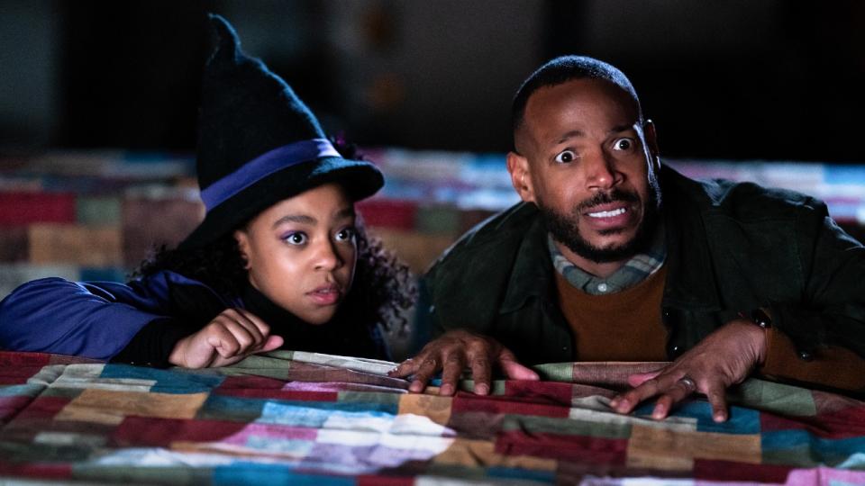 Priah Ferguson and Marlon Wayans in The Curse of Bridge Hollow