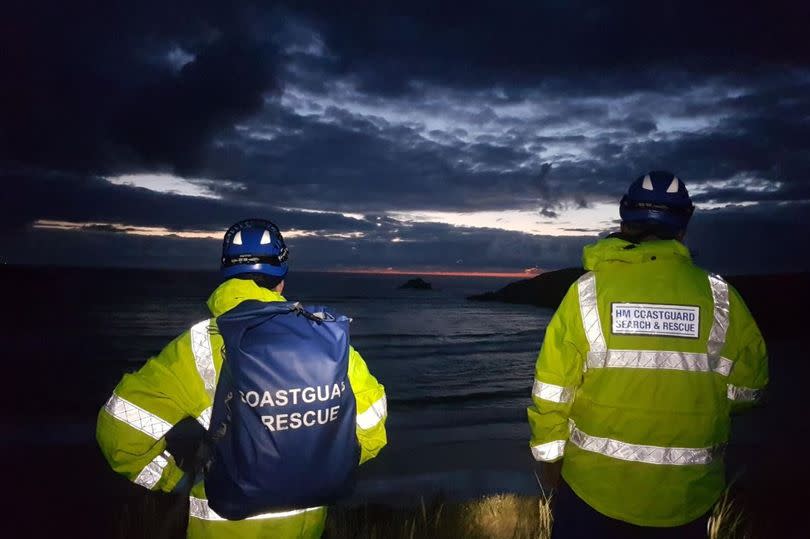 Coastguards at Crantock beach for what turned out to be a hoax call
