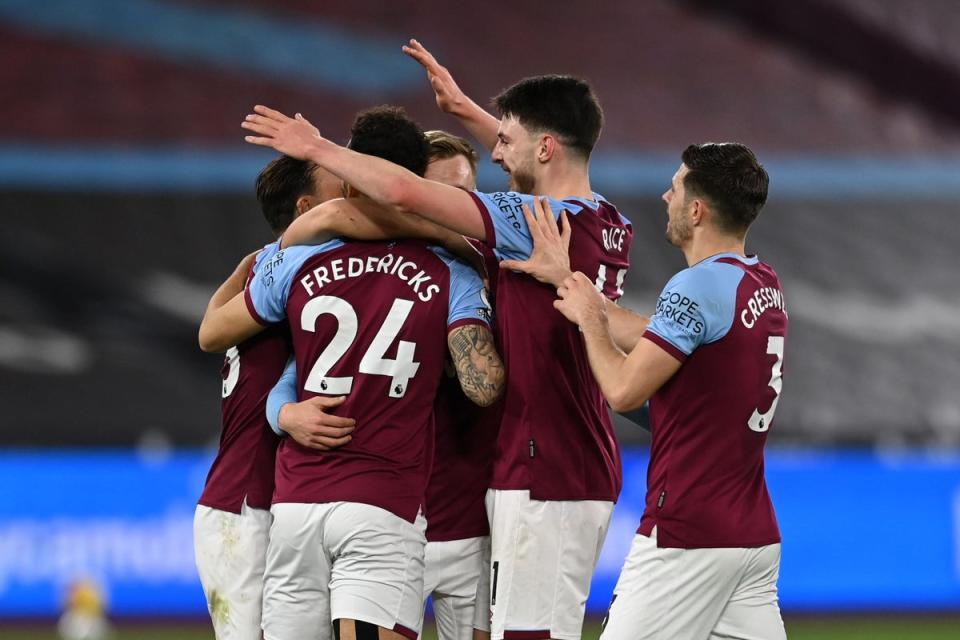 Bournemouth’s Ryan Fredericks will face good friend and former West Ham team-mate Declan Rice (second right) on Monday (Glyn Kirk/PA) (PA Archive)