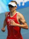 BEIJING - AUGUST 19: Simon Whitfield of Canada competes in the running portion of the Mens Triathlon Final at the Triathlon Venue on Day 11 of the Beijing 2008 Olympic Games on August 19, 2008 in Beijing, China. (Photo by Adam Pretty/Getty Images)