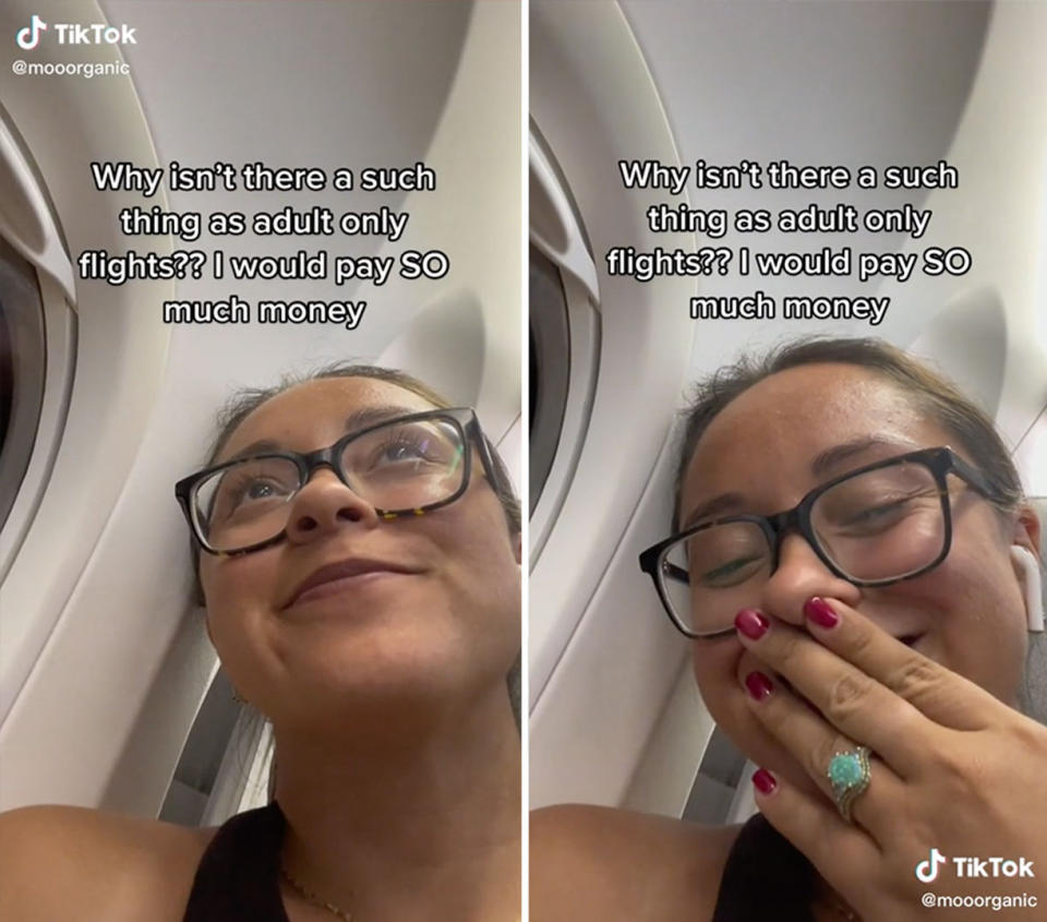 Mo in her TikTok on the plane. 