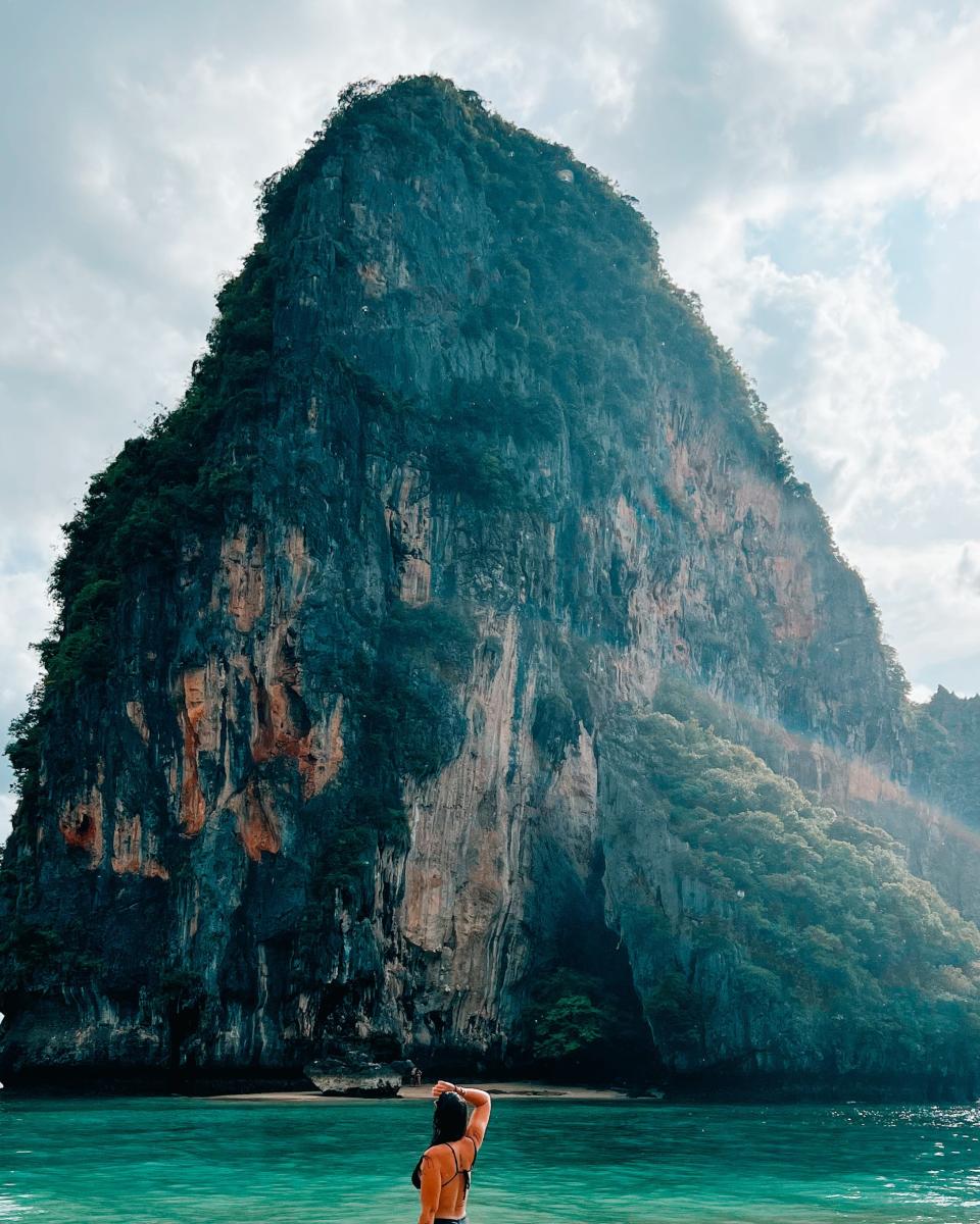 Kate Boardman in Krabi, Thailand on a beach.