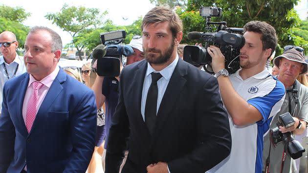 David Taylor arrives at Southport Magistrates Court to face drug charges. Pic: Getty