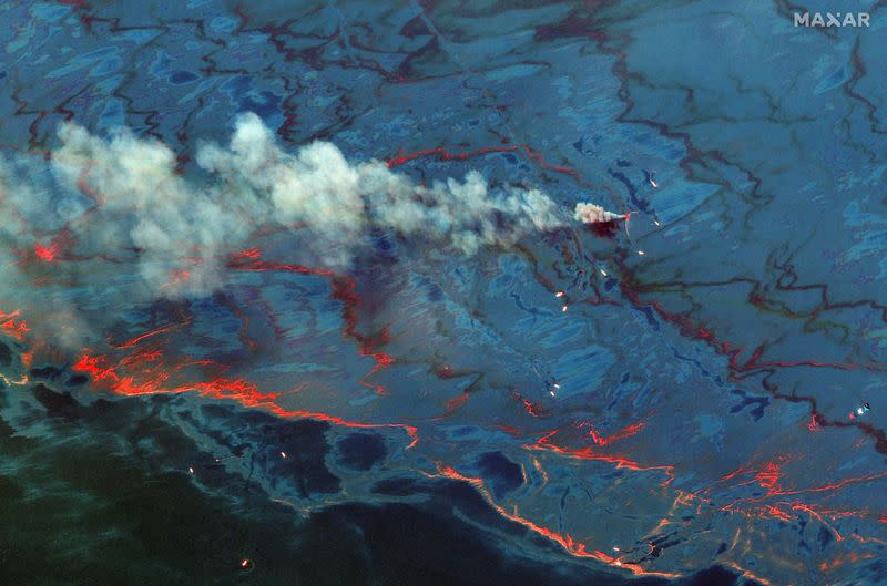 A June 10, 2010 satellite view of the oil spill in the Gulf of Mexico