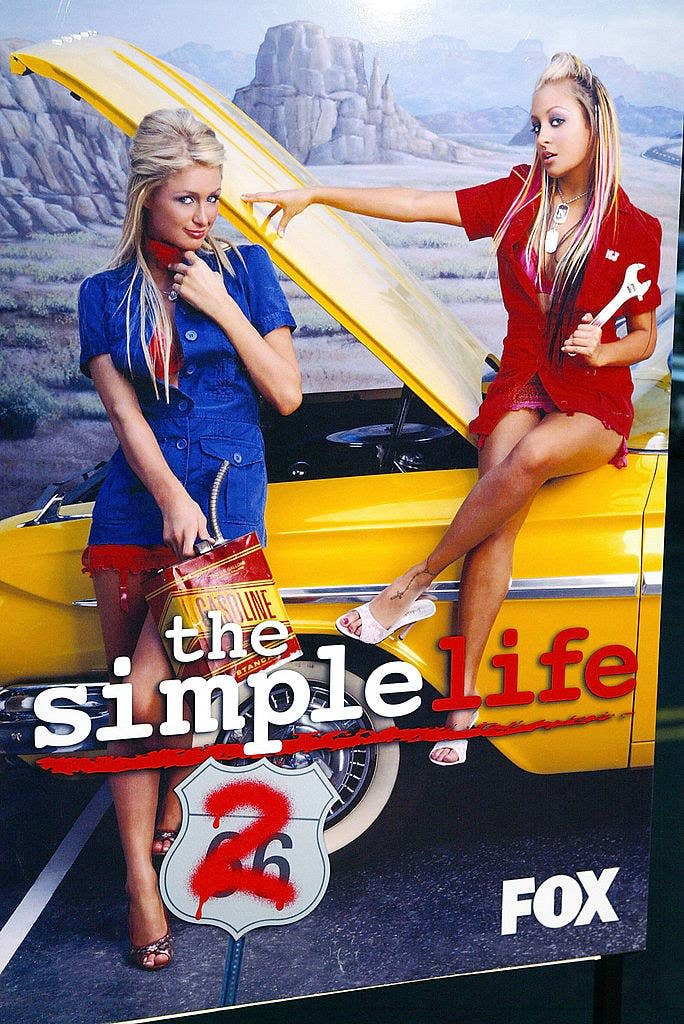 Paris Hilton (L) and Nicole Richie are seen on a poster for the "Simple Life 2" Welcome Home Party