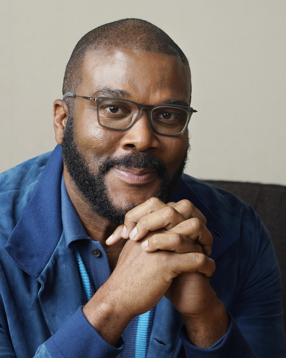 Tyler Perry, writer/director of the film "A Jazzman's Blues," poses for a portrait during the 2022 Toronto International Film Festival, Saturday, Sept. 10 2022, at the Shangri-La Hotel in Toronto. (AP Photo/Chris Pizzello)