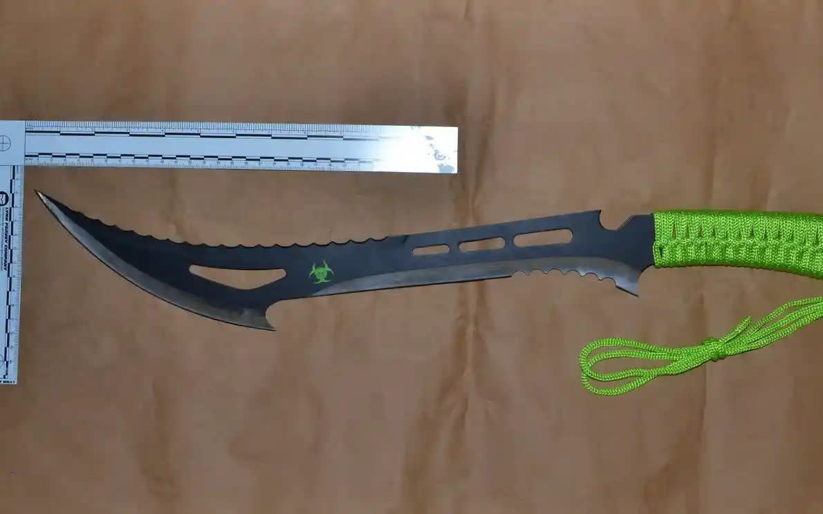The ‘zombie killer’ knife used in the attack on Stefan Appleton - Metropolitan Police/PA