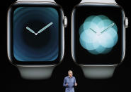 <p><span>The</span><span> Apple</span><span> Watch Series 4 will feature a larger screen, more than 30% larger than previous generations. (AP)</span> </p>