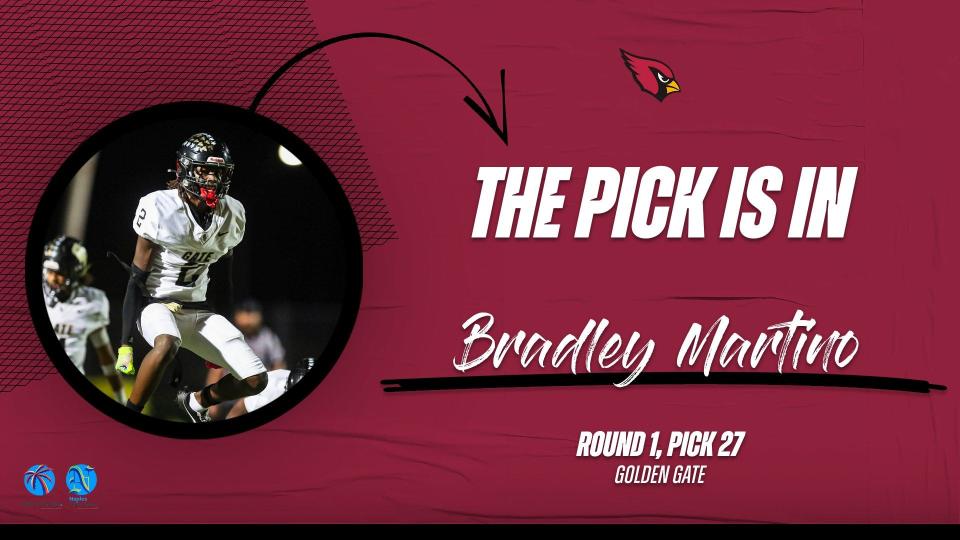 Golden Gate defensive back Bradley Martino, selected 27th overall to the Arizona Cardinals