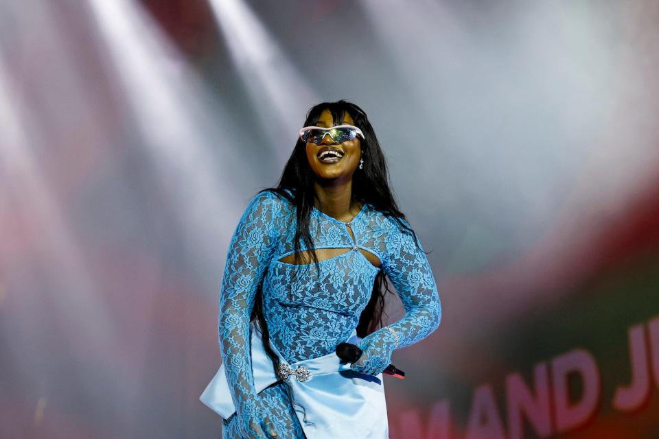 Tems performs on stage during Global Citizen Festival 2022: Accra on September 24, 2022 in Accra, Ghana.