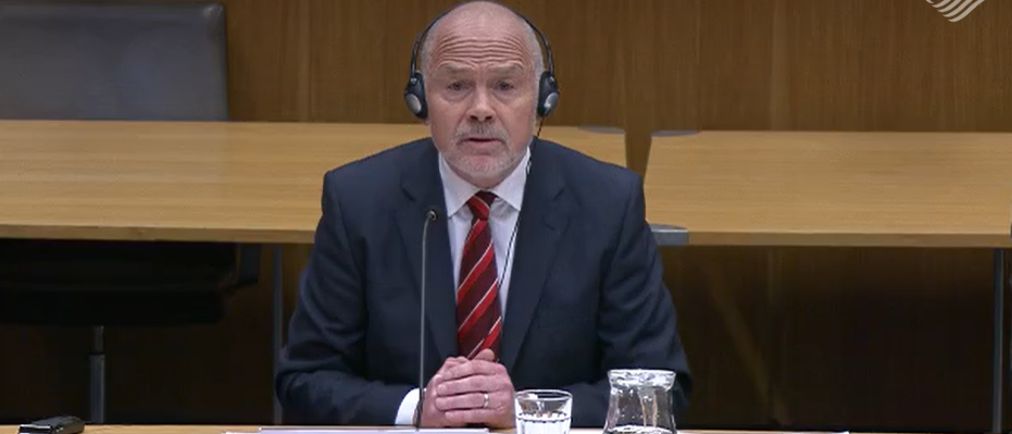 WRU Chair Ieuan Evans giving evidence on Thursday in front of a Senedd committee. (Senedd.TV)