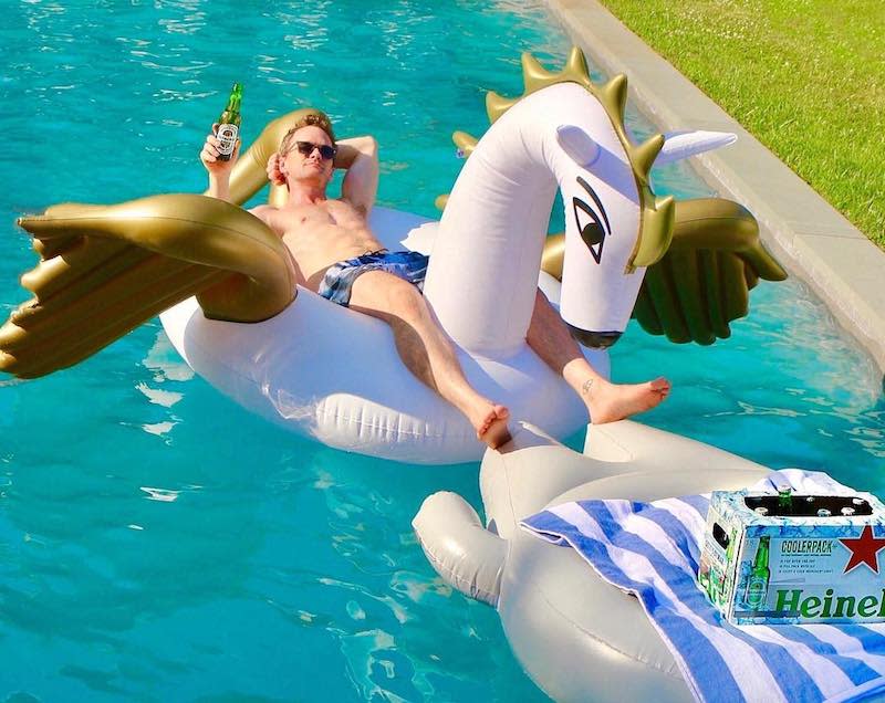 <p>Pegasus, meet Neil Patrick Harris. The actor enjoyed his pool float with some cool ones. ”Behold: the pegasus of light beers has arrived. #HeinekenLightPartner#Coolerpack,” Harris tweeted.<br> (Photo: Neil Patrick Harris <a rel="nofollow noopener" href="https://www.instagram.com/p/BWI0snMhsZO/?taken-by=nph" target="_blank" data-ylk="slk:via Instagram;elm:context_link;itc:0;sec:content-canvas" class="link ">via Instagram</a>)<br><br></p>