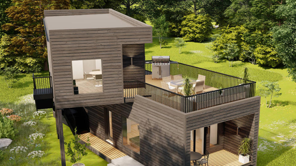 A rendering of one of geoLagon's chalet cottages