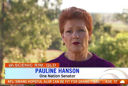 'It's not a way of life': Pauline Hanson speaking on Sunrise on Monday.