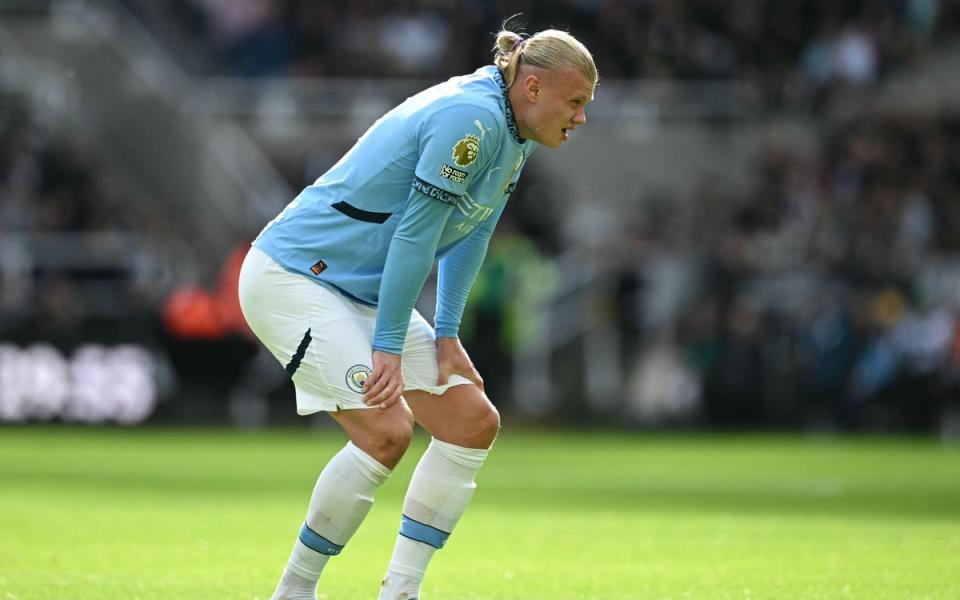 Erling Haaland picked up a knock against Newcastle on Saturday (AFP via Getty Images)