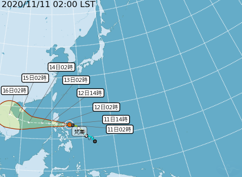 輕度颱風梵高今有可能轉中颱。（圖／中央氣象局）